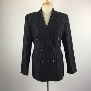 Norton McNaughton | Vintage Wool Blend Black Pinstripe Double Breasted B…